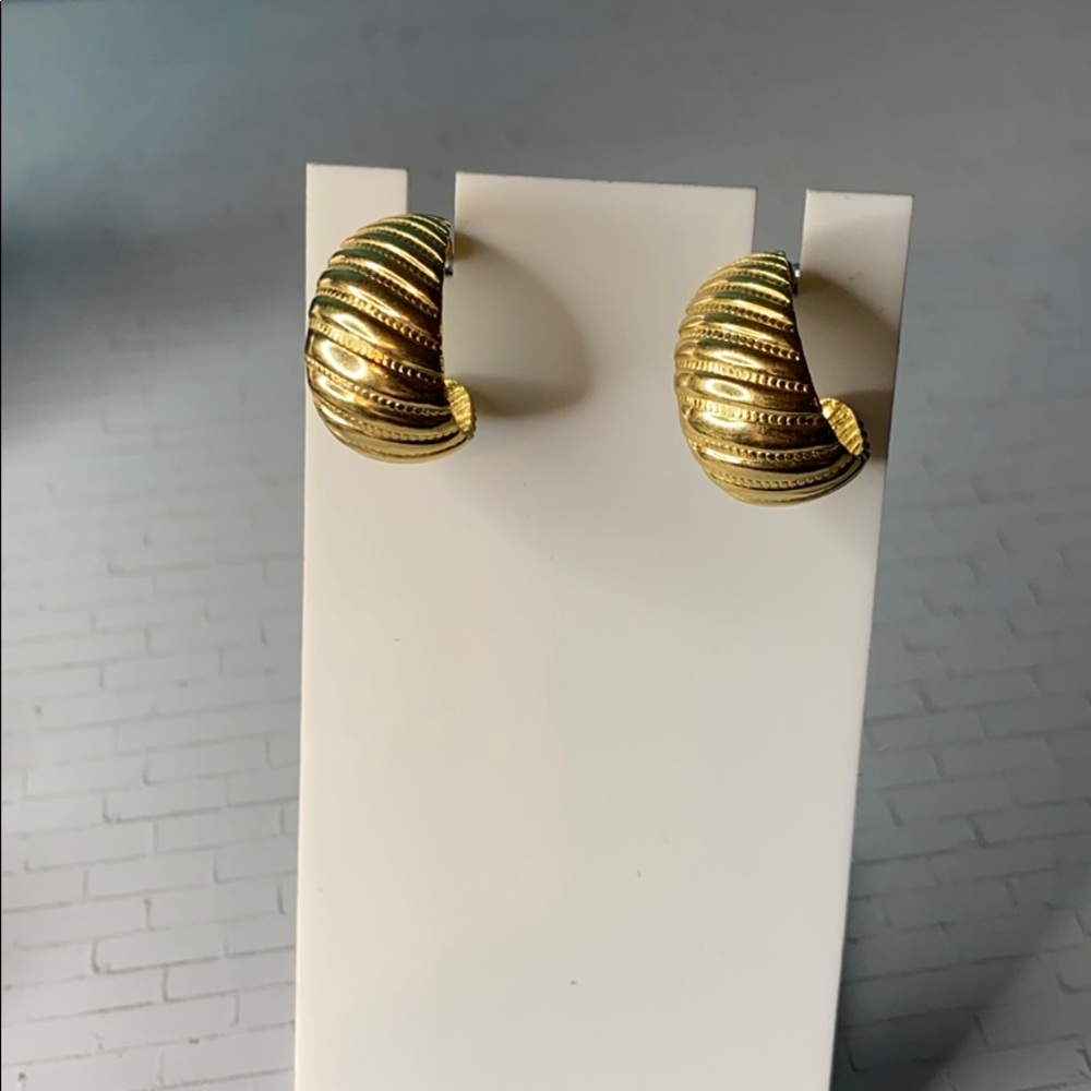 Vintage Chunky Half Hoop Post Earrings